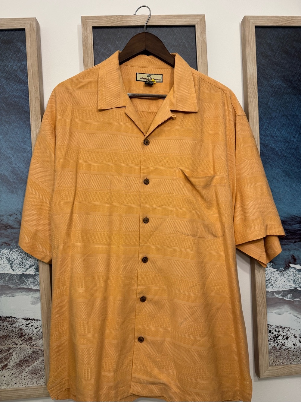 Tommy Bahama 100% Silk Orange Button Up Shirt – Size L